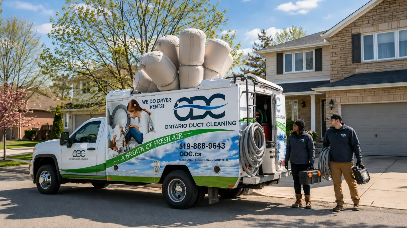Ontario Duct Cleaning Truck at Residential Home Before AC Season